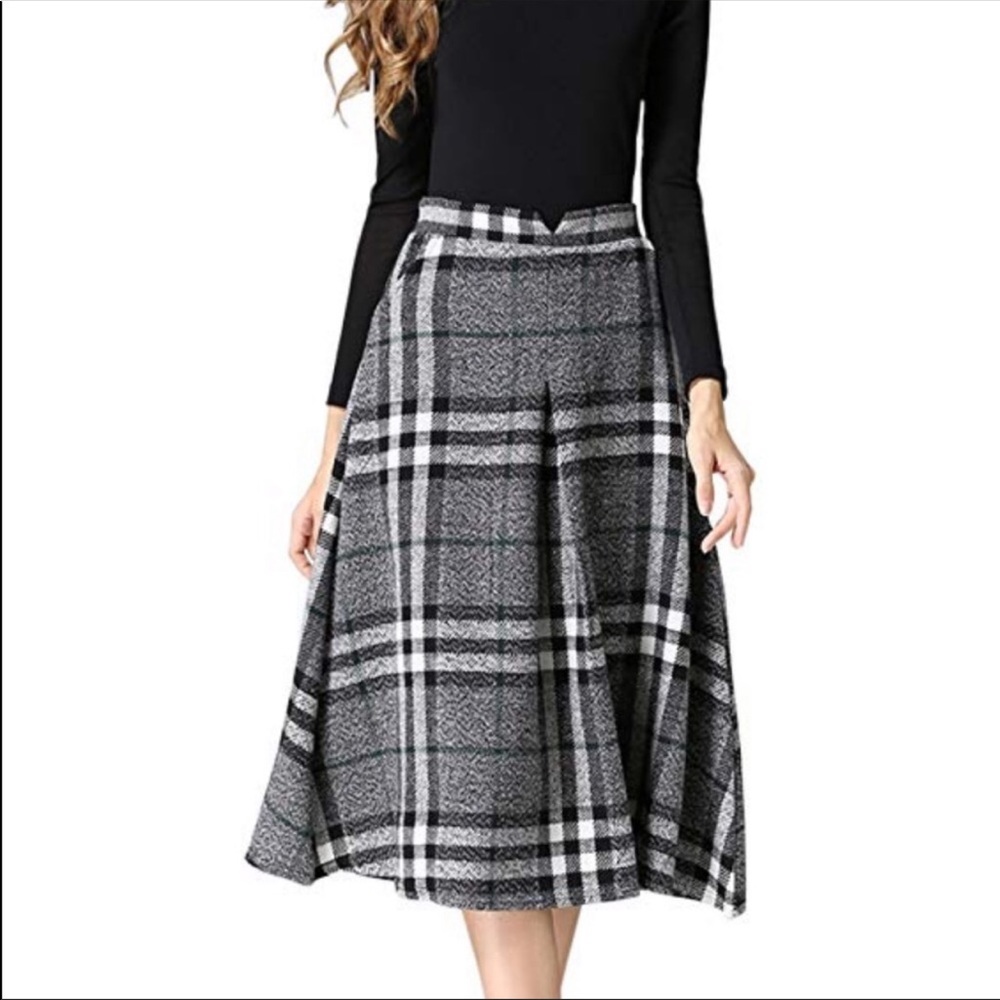 Tanming high waisted, wool, A-line skirt